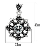 High polished (no plating) Stainless Steel Chain Pendant with AAA Grade CZ  in Clear