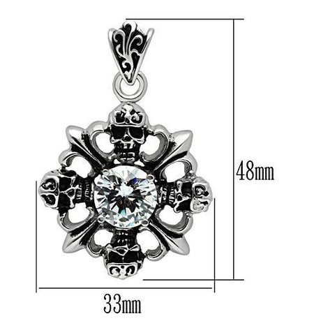 High polished (no plating) Stainless Steel Chain Pendant with AAA Grade CZ  in Clear