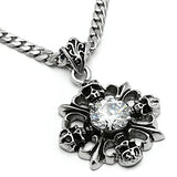 High polished (no plating) Stainless Steel Chain Pendant with AAA Grade CZ  in Clear
