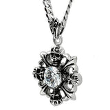 High polished (no plating) Stainless Steel Chain Pendant with AAA Grade CZ  in Clear