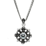 High polished (no plating) Stainless Steel Chain Pendant with AAA Grade CZ  in Clear