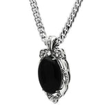 High polished (no plating) Stainless Steel Chain Pendant with Semi-Precious Onyx in Jet