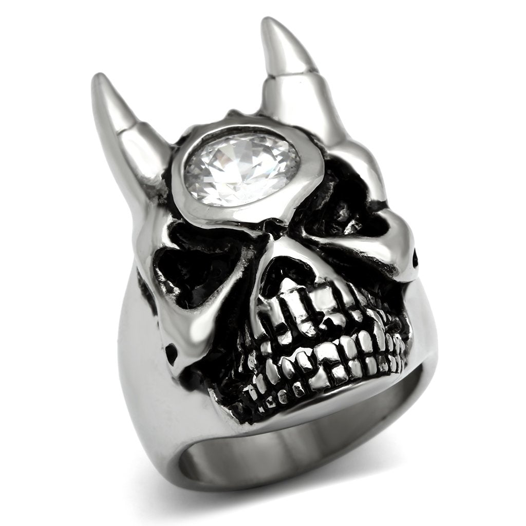 High polished (no plating) Stainless Steel Ring with AAA Grade CZ  in Clear