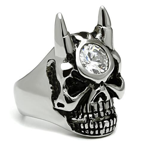 High polished (no plating) Stainless Steel Ring with AAA Grade CZ  in Clear