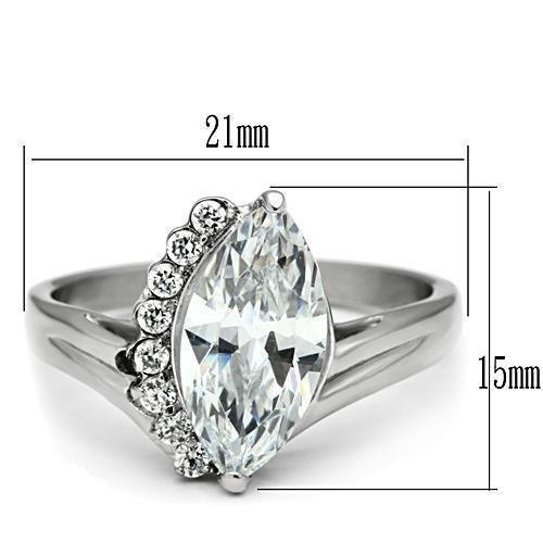 High polished (no plating) Stainless Steel Ring with AAA Grade CZ  in Clear