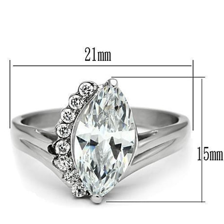 High polished (no plating) Stainless Steel Ring with AAA Grade CZ  in Clear