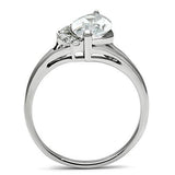 High polished (no plating) Stainless Steel Ring with AAA Grade CZ  in Clear