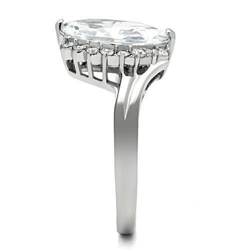 High polished (no plating) Stainless Steel Ring with AAA Grade CZ  in Clear