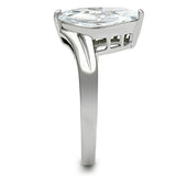 High polished (no plating) Stainless Steel Ring with AAA Grade CZ  in Clear