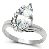 High polished (no plating) Stainless Steel Ring with AAA Grade CZ  in Clear