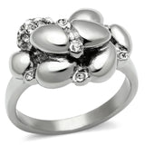 High polished (no plating) Stainless Steel Ring with Top Grade Crystal  in Clear