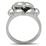 High polished (no plating) Stainless Steel Ring with Top Grade Crystal  in Clear