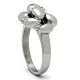High polished (no plating) Stainless Steel Ring with Top Grade Crystal  in Clear