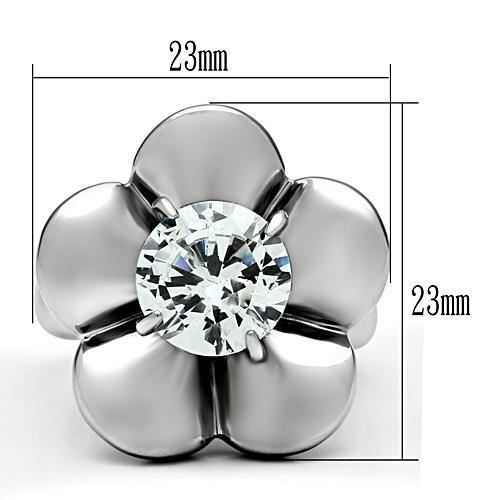 High polished (no plating) Stainless Steel Ring with AAA Grade CZ  in Clear