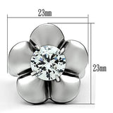 High polished (no plating) Stainless Steel Ring with AAA Grade CZ  in Clear