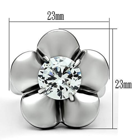 High polished (no plating) Stainless Steel Ring with AAA Grade CZ  in Clear