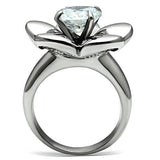 High polished (no plating) Stainless Steel Ring with AAA Grade CZ  in Clear