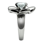 High polished (no plating) Stainless Steel Ring with AAA Grade CZ  in Clear