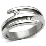 High polished (no plating) Stainless Steel Ring with AAA Grade CZ  in Clear