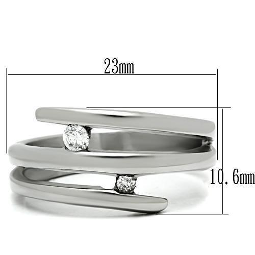High polished (no plating) Stainless Steel Ring with AAA Grade CZ  in Clear