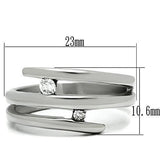 High polished (no plating) Stainless Steel Ring with AAA Grade CZ  in Clear