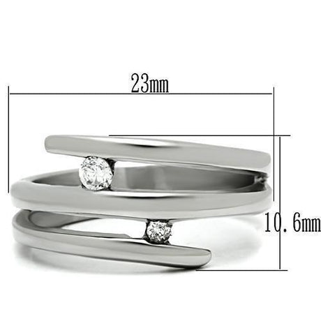 High polished (no plating) Stainless Steel Ring with AAA Grade CZ  in Clear
