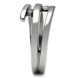 High polished (no plating) Stainless Steel Ring with AAA Grade CZ  in Clear