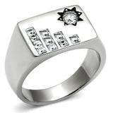 High polished (no plating) Stainless Steel Ring with AAA Grade CZ  in Clear
