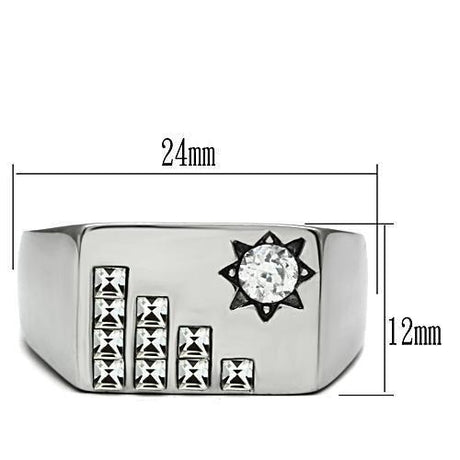 High polished (no plating) Stainless Steel Ring with AAA Grade CZ  in Clear