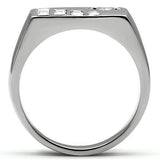 High polished (no plating) Stainless Steel Ring with AAA Grade CZ  in Clear