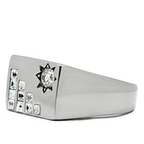 High polished (no plating) Stainless Steel Ring with AAA Grade CZ  in Clear