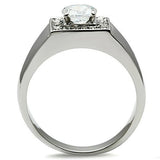 High polished (no plating) Stainless Steel Ring with AAA Grade CZ  in Clear