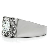 High polished (no plating) Stainless Steel Ring with AAA Grade CZ  in Clear