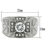High polished (no plating) Stainless Steel Ring with AAA Grade CZ  in Clear