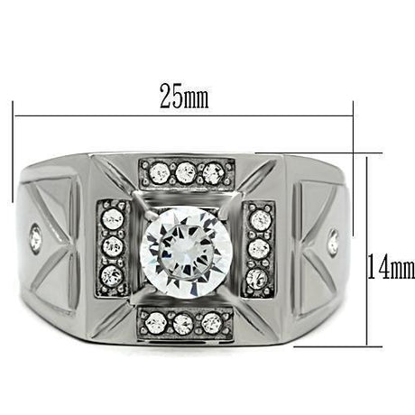 High polished (no plating) Stainless Steel Ring with AAA Grade CZ  in Clear