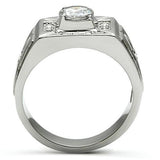 High polished (no plating) Stainless Steel Ring with AAA Grade CZ  in Clear