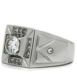 High polished (no plating) Stainless Steel Ring with AAA Grade CZ  in Clear