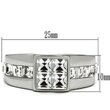 High polished (no plating) Stainless Steel Ring with Top Grade Crystal  in Clear