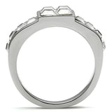 High polished (no plating) Stainless Steel Ring with Top Grade Crystal  in Clear