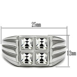 High polished (no plating) Stainless Steel Ring with Top Grade Crystal  in Clear