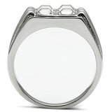 High polished (no plating) Stainless Steel Ring with Top Grade Crystal  in Clear