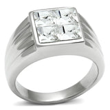 High polished (no plating) Stainless Steel Ring with Top Grade Crystal  in Clear