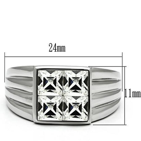 High polished (no plating) Stainless Steel Ring with Top Grade Crystal  in Clear