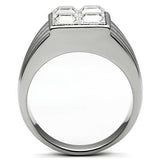 High polished (no plating) Stainless Steel Ring with Top Grade Crystal  in Clear