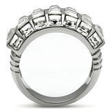 High polished (no plating) Stainless Steel Ring with Top Grade Crystal  in Clear