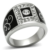 High polished (no plating) Stainless Steel Ring with Top Grade Crystal  in Clear