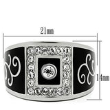 High polished (no plating) Stainless Steel Ring with Top Grade Crystal  in Clear
