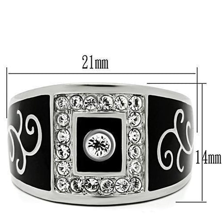 High polished (no plating) Stainless Steel Ring with Top Grade Crystal  in Clear