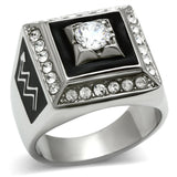 High polished (no plating) Stainless Steel Ring with AAA Grade CZ  in Clear
