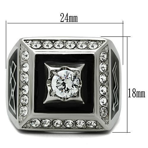 High polished (no plating) Stainless Steel Ring with AAA Grade CZ  in Clear